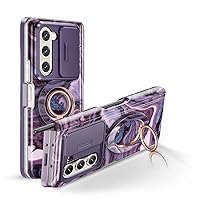 GVIEWIN Bundle - Compatible with Samsung Galaxy Z Fold 5 Case (Quicksand/Purple) + Magnetic Phone Ring Holder (Quicksand)