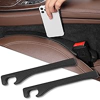 2 Pack Car Seat Gap Filler PU Leather Universal Fit Orgaziner for Car SUV Truck to Fill The Gap Between Seat and Console Stop Cellphone Wallet Keys Coins from Dropping Black (Black)