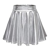 Short Summer Dresses for Women 2024 Strapless, A-Line Shiny Mini Fashion Casual Flared Women's Pleated Skirt S