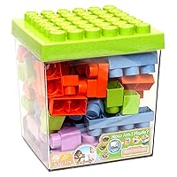 Boley Roo Crew: Block Set - 75 Pieces - Assorted Lid Color, Building Activity Set, Colorful Blocks & Storage Container, Toddlers & Kids Ages 2+