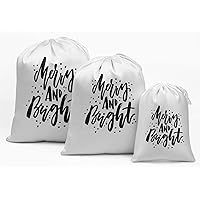 White Merry & Bright Christmas Party Supplies Gift Pouches Favor Candy Bags 15 Pieces