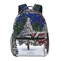 Winter Snowing Night Printed Lightweight Backpack Travel Laptop Bag Gym Backpack Casual Daypack