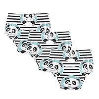 ALAZA Cute Panda in Blue Circle on Stripe Cotton Potty Training Underwear Pants for Toddler Girls Boys, 2t, 3t, 4t, 5t