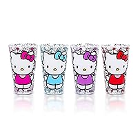 Silver Buffalo Sanrio Hello Kitty Colorful Outfits 16-Ounce Pint Glasses | Set of 4