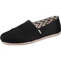 TOMS Women's Alpargata Recycled Cotton Canvas Loafer Flat, Black, 5.5