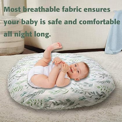 Newborn Lounger Cover, Removable Ultra Soft Comfortable Slipcover for Infant Lounger Pillow, Leaf (Lounger Pillow Not Included)