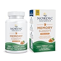 Omega Memory with Curcumin, Lemon - 60 Soft Gels - 1000 mg Omega-3 + 400 mg Optimized Curcumin - Memory, Cognition - Contains Phosphatidylcholine & Huperzine A - Non-GMO - 30 Servings