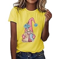 Going Out Tops for Women Happy Easter Shirts Short Sleeve Bunny Cute Graphic Crewneck Loose Pullover Blouse