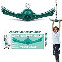 Swing Spins Set: 360° Handle Twist-Spin Flips Toy - Slackline Attachments Activate Play Powers - Accessories for Kids' Playground and Backyard Fun, Green