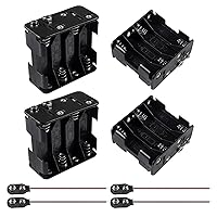 4pcs 8X 1.5V (12V) AA Battery Holder with 4pcs 9V I Type Battery Snap Connector 12 Volt Thicken Plastic Housing 2 Layers Battery Case