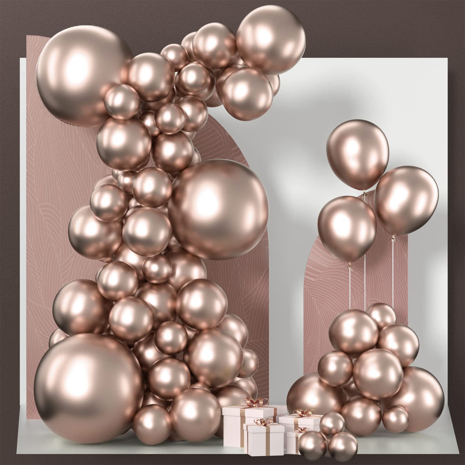 PartyWoo Metallic Champagne Gold Balloons, 85 pcs Champagne Gold Balloons Different Sizes Pack of 18 Inch 12 Inch 10 Inch 5 Inch Balloons for Balloon Garland as Party Decorations, Champagne Gold-G112