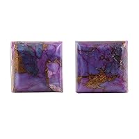 NOVICA Artisan Handmade Composite Stud Earrings Square from India Sterling Silver Reconstituted