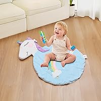 Baby Playmat, Thick Non-Slip Baby Mat for Floor for Crawling and Tummy Time, Foldable Cushioned Baby Playmat for Infants, Babies, Toddlers, Machine Washable, Unicorn