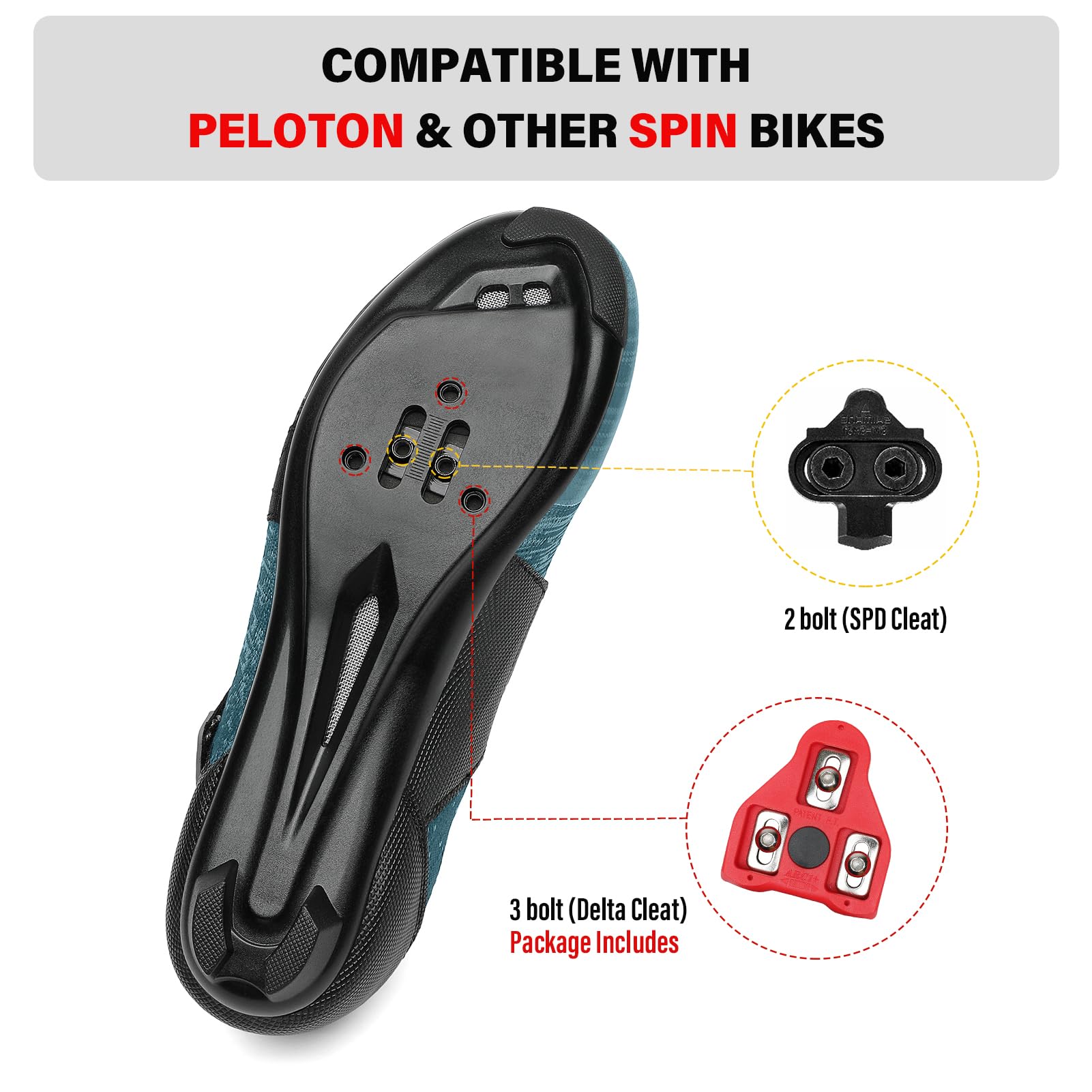 Unisex Cycling Shoes Compatible with Peloton Bike & SPD Indoor Road Riding Biking Bike Shoes with Delta Cleats Included for Men Women