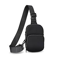 ZORSOME Unisex Outdoor Sling Bag, Small Crossbody Sling Backpack, Waterproof Neoprene Chest Bag for Hiking Traveling, Black