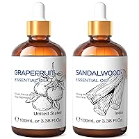 Grapefruit Essential Oil and Sandalwood Essential Oil, 100% Pure Natural for Diffuser - 3.38 Fl Oz