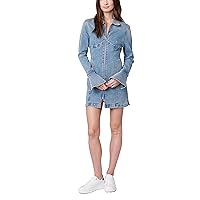 [BLANKNYC] Womens Sustainable Denim Bonded Dress with Bell SleevesCasual Night Out Dress