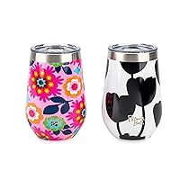 French Bull 12oz Wine Tumbler with Lid 2 Piece Gift Set, Double Wall Vacuum Insulated Stainless Steel Wine Glasses, Keep Drinks Cold For Hours, Stemless Portable Wine Glass - Sus/Tulipano