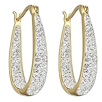 Savlano Inside Out Oval Shape Crystal Hoop Earrings For Women & Girls Comes With Savlano Gift Box