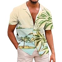 Mens Hawaiian Shirt Funny Big and Tall Summer Tshirt Baggy Casual Button Down Soft Breathable Printing Streetwear