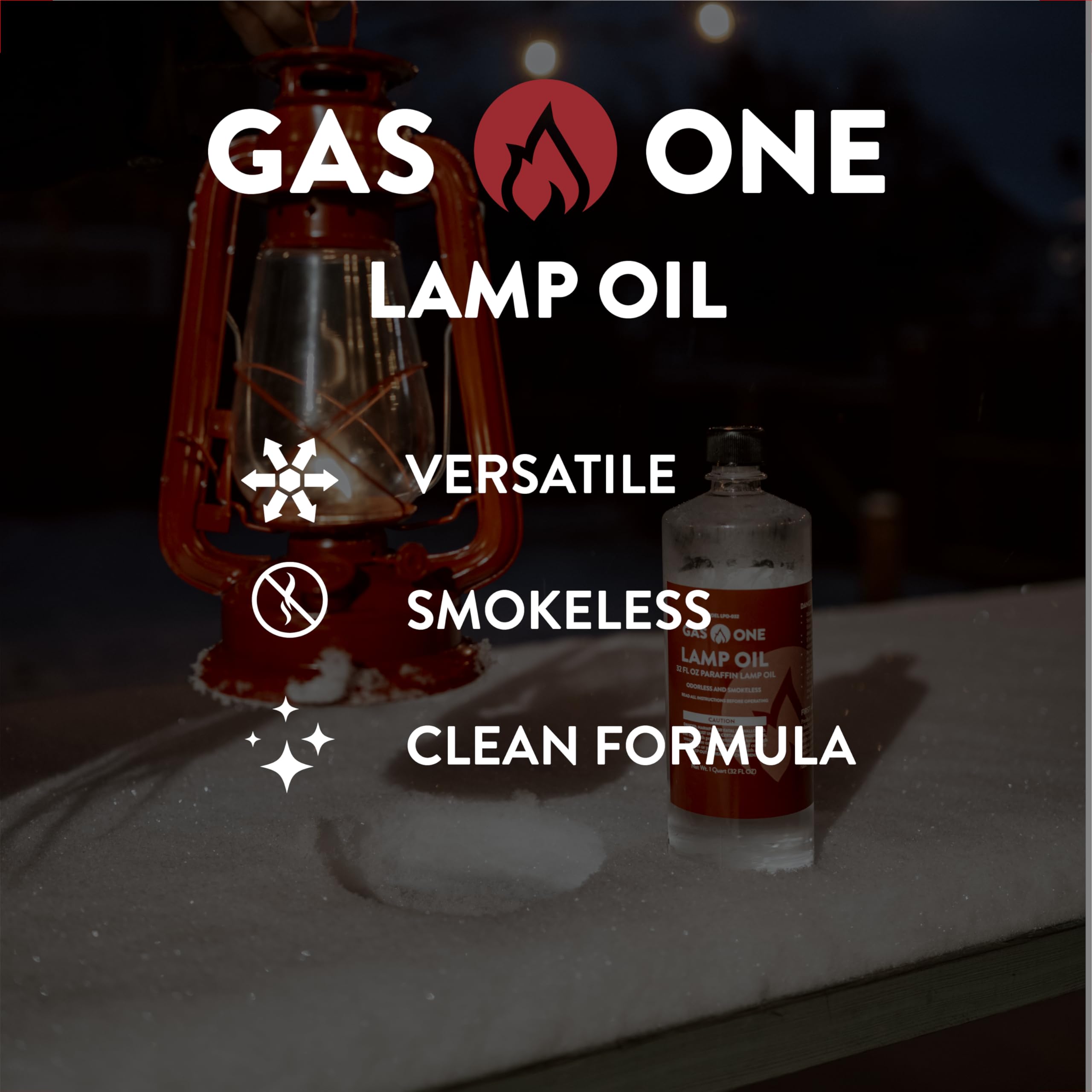 Gas One Liquid Paraffin Lamp Oil – 32oz Clear Oil Lamp – Multifunctional Lamp Oil Smokeless Odorless Indoor Ideal for Lamps, Lanterns, Tiki Torch – Superior Seal and Safe Packaging