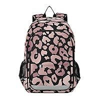 ALAZA Rose Gold Leopard Print Pink Cheetah Animal Laptop Backpack Purse for Women Men Travel Bag Casual Daypack with Compartment & Multiple Pockets