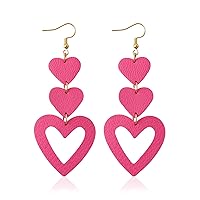 Leather Heart Earrings Dangle for Women Girls Trendy, Star Earrings Lightweight Fashion, Gifts for Her