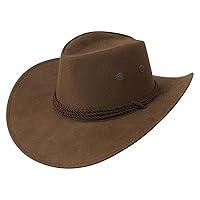 YiZYiF Felt Cowboy Hat American Western Hat Wide Brim Sun Hat Outdoor Riding Drawstring Hat