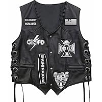 Mens BLACK LABEL SOCIETY Rock Like Zakk Wylde Cosplay Doom Crew Genuine Leather Gothic Biker Vest