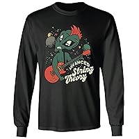 Gift for Advanced String Theory Fans Alien Playing Guitar Design Black and Muticolor Unisex Long Sleeve T Shirt
