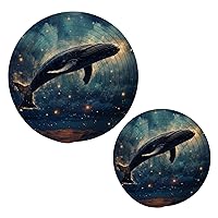 Whale (8) Trivets for Hot Dishes 2 Pcs,Hot Pad for Kitchen,Trivets for Hot Pots and Pans,Large Coasters Cotton Mat Cooking Potholder Set