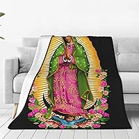 Virgen De Guadalupe Virgin Mary Flowers Blanket Ultra-Soft Plush for Camping Throw Blanket Warm Fleece Throws Plush