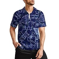 Physics Elements Science Men's Zippered Polo Shirt Casual Slim Fit Short Sleeve Golf T Shirts