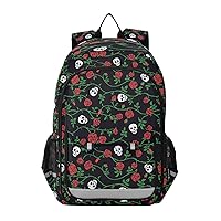 ALAZA Rose Flower Sugar Skull Day Of Dead Floral Laptop Backpack Purse for Women Men Travel Bag Casual Daypack with Compartment & Multiple Pockets