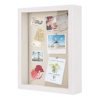 Love-KANKEI Shadow Box Frame 11x14 Shadow Box Display Case with Removable Glass Window and Soft Linen Back Memory Box for Memorabilia Photos Awards Medals White