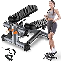 Steppers for Exercise,Mini Stepper with Exercise Equipment for Home Workouts,Hydraulic Fitness Stair Stepper with Resistance Band & Calories Count 350lbs Weight Capacity
