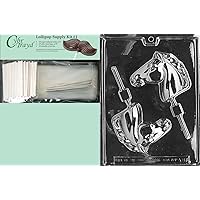 Cybrtrayd Horse Head Lolly Animal Chocolate Candy Mold with Lollipop Supply Kit