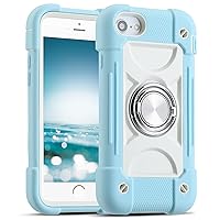 MARKILL Compatible with iPhone Se3/iPhone Se2, iPhone 6/6S Case,iPhone7/iPhone8 Case 4.7 Inch with Ring Stand, Heavy-Duty Military Grade Shockproof Phone Cover (Ice Blue)