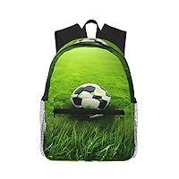 Lightweight Laptop Backpack,Casual Daypack Travel Backpack Bookbag Work Bag for Men and Women-Green grass soccer