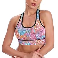 Hippie Mandala Kaleidoscope Elements Fashion Sports Bras for Women Yoga Vest Underwear Crop Tops with Removable Pads Workout