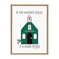 Sylvie Be Kind Whenever Possible Framed Canvas Wall Art by Stacie Bloomfield of Gingiber, 18x24 Natural, Decorative School Art for Wall