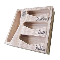 Losvio Bag Storage Organizer, Wood Kitchen Food Baggie Dispenser Box for Drawer, Compatible with Most Brands Gallon/Quart Bag, Sandwich Bag, Snack Bag(Natural)