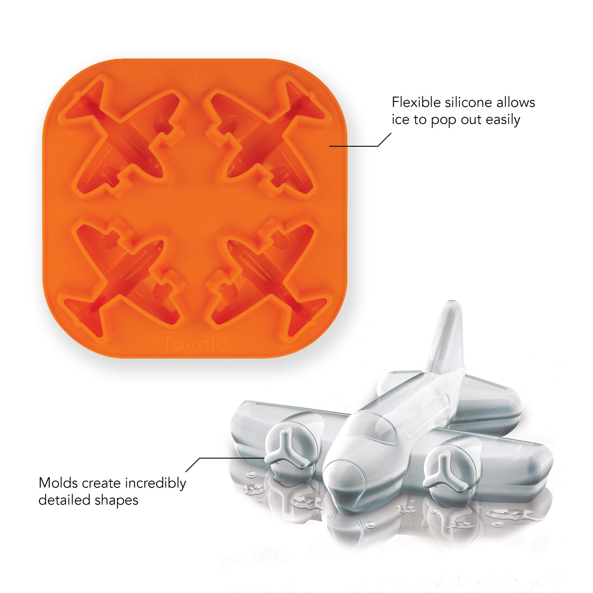 Tovolo Novelty Airplane Ice Cube Mold Trays, Flexible Silicone, Dishwasher Safe