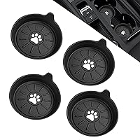 Car Coasters for Cup Holder,Dog Paws Silicone Car Cup Holder Coasters Pack,Universal Recessed Car Interior Accessories,3IN Diameter,4 Pack (Black)