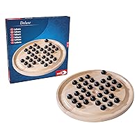Noris 606102032 Deluxe Solitaire Wooden Game (22 cm) - Classic Games in Wooden Design with Board and 33 Balls, Game for 1 Person, for Adults and Children from 6 Years