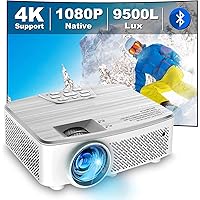 Wifi Projector with Bluetooth, Native 1080P Full HD Projector with Speaker, 9500 Lumens Outdoor Portable Movie Mini Projector Compatible with Laptop, Smartphone, TV Stick, Xbox, Roku