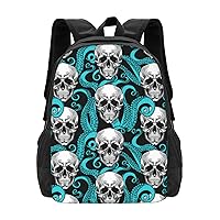 Lightweight Polyester Daypack for Cool Octopus And Skulls Travel Hiking Daypack - Big Capacity Anti-Theft Business Multipurpose Carry On Bag for Men Women