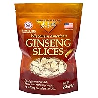 Pure Ginseng Slices 100% Wisconsin American, 9 Ounce, 255g