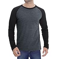 Decrum Grey and Black Fashion Baseball Shirt Men Full Sleeve Mens Raglan Shirt Long Sleeve | [40012053] Grey&Blk Rgln Men, M