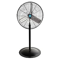 Tornado 24 Inch High Velocity Stationary Non-Oscillating Metal Pedestal Fan Commercial, Industrial Use 3 Speed - 7600 CFM 6.6 FT Cord UL Safety Listed